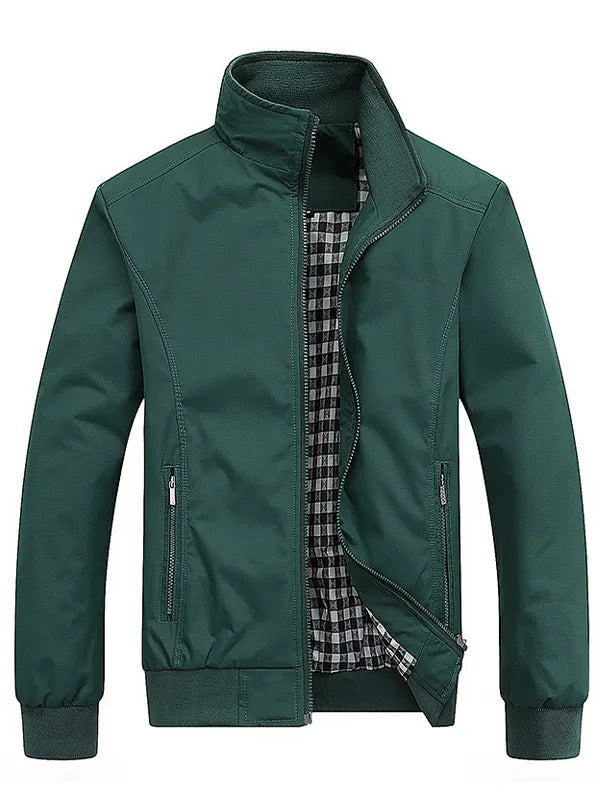 Men's Lightweight Jackets Casual Bomber Windbreaker Zip Up Collared Jacket Golf Windproof Coat