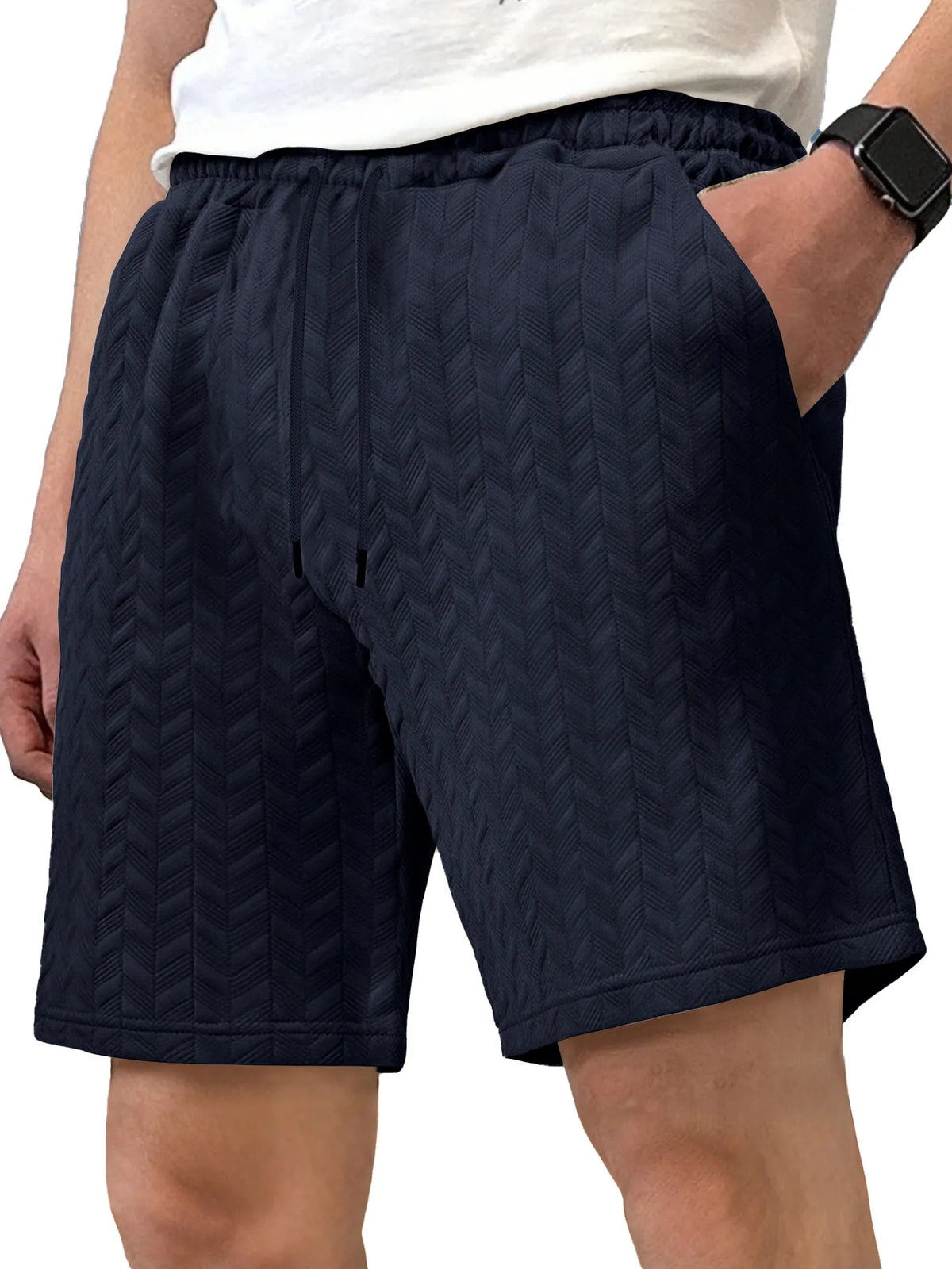 Men's Simple Solid Color Jacquard Texture Shorts