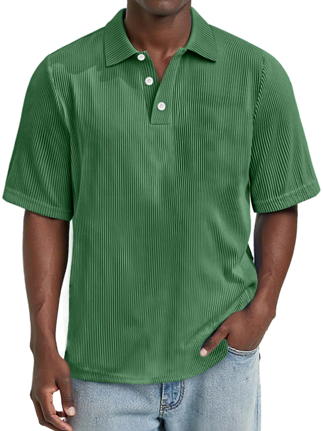 Men's Daily Rip Texture Casual Lapel Button Short-sleeved Polo Shirt