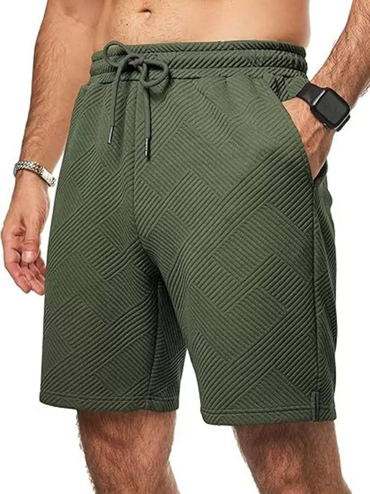 Men's Casual Solid Color Textured Beach Shorts