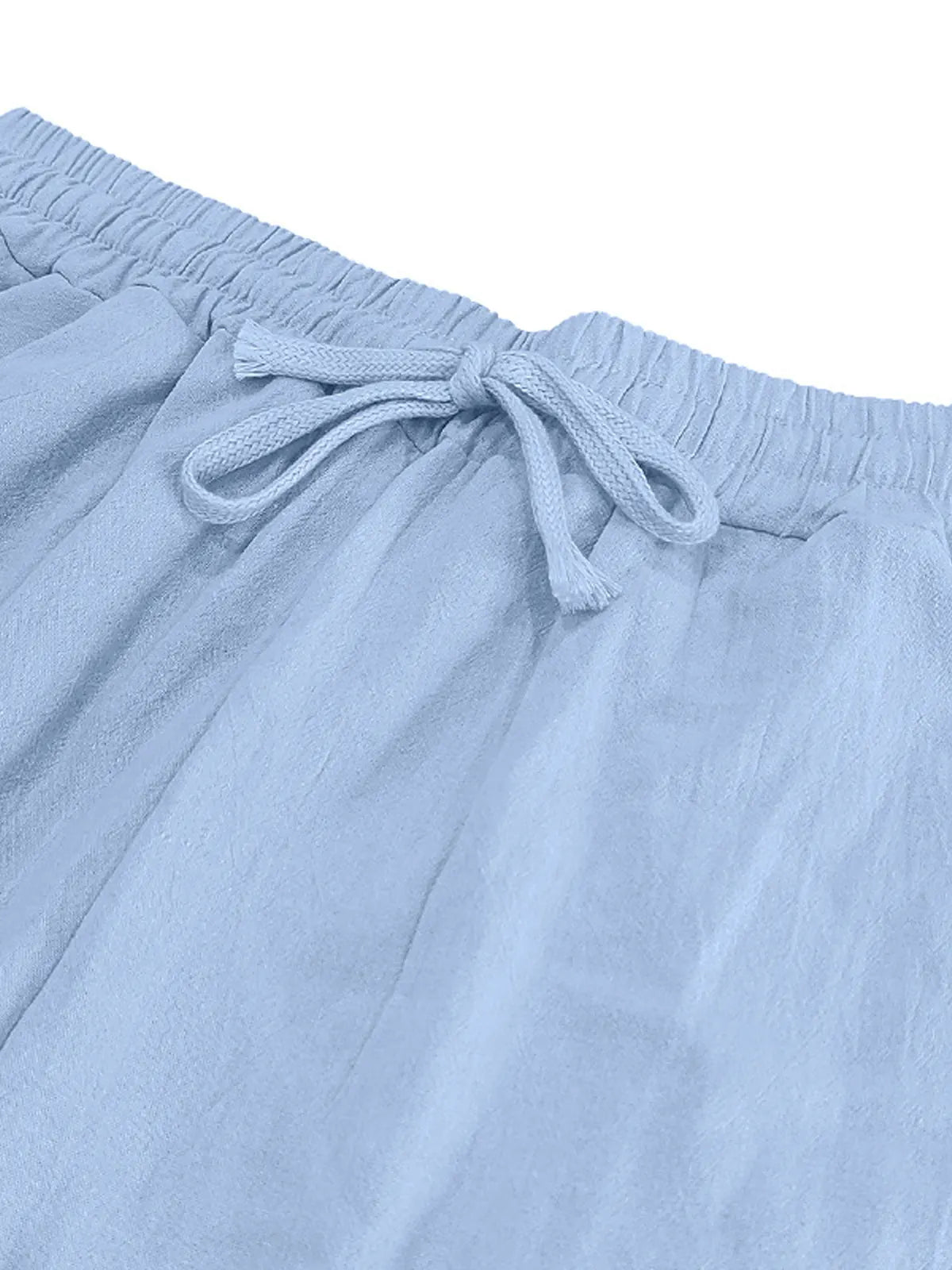 Men's Daily Casual Loose Linen Drawstring Solid Color Trousers