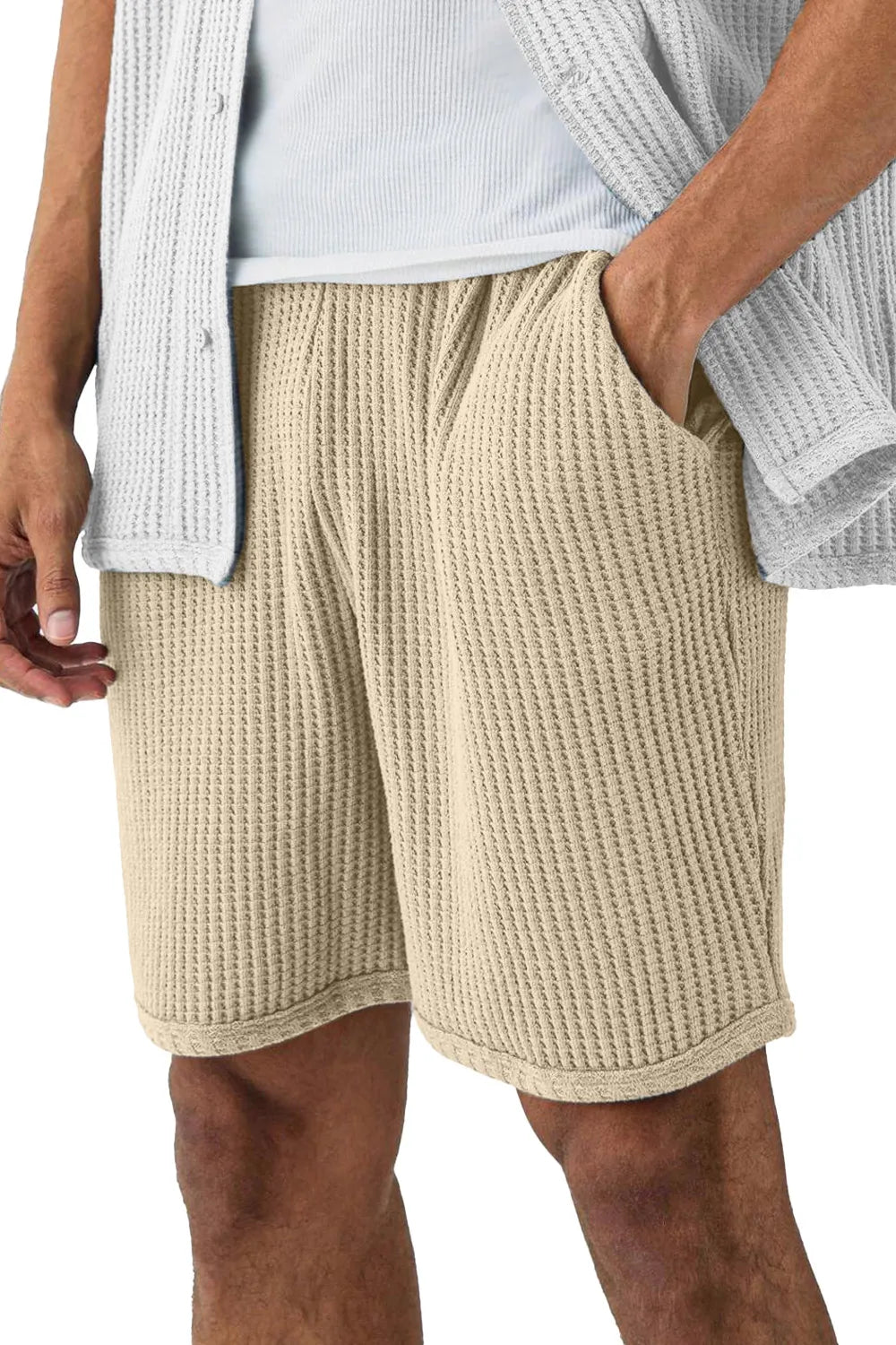 Men's Solid Color Everyday Waffle Casual Shorts