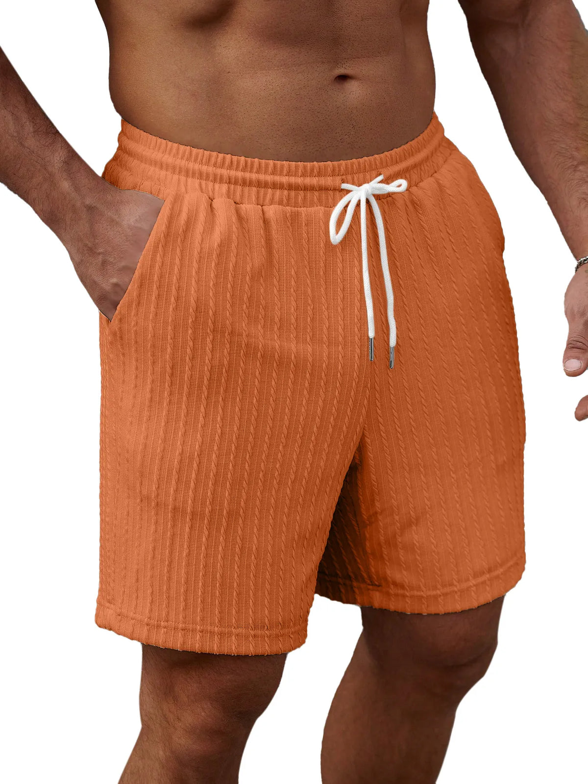 Men's Casual Solid Color Textured Loose Shorts