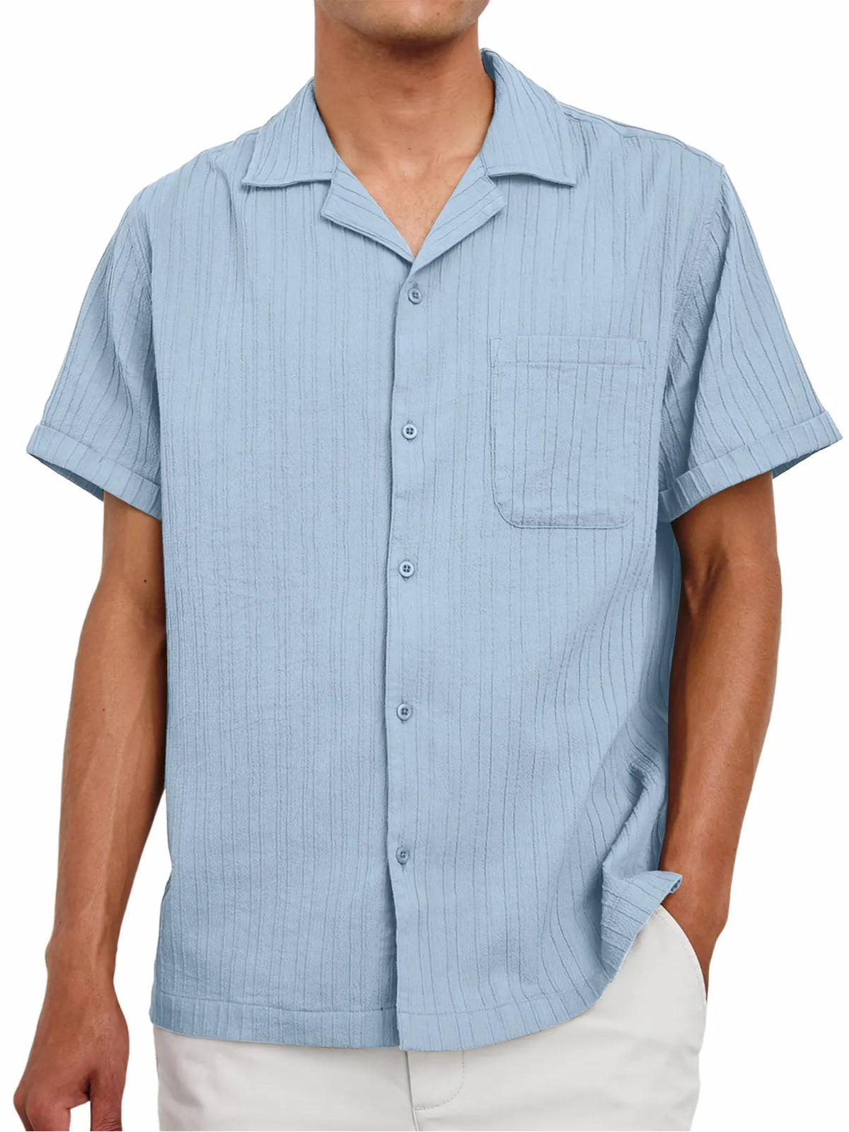 Men's Striped Texture Retro Casual Shirt
