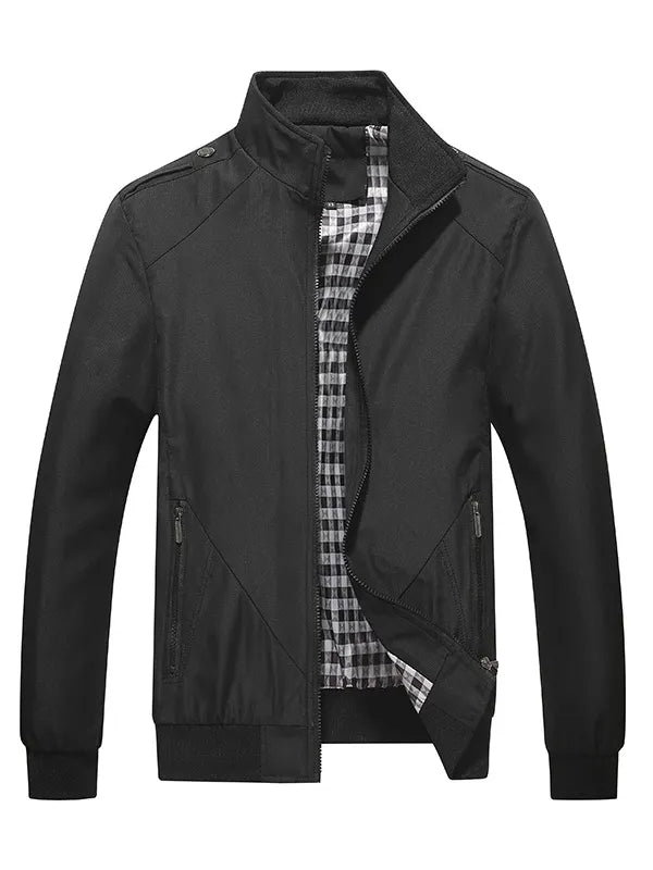 Men's Lightweight Jackets Casual Bomber Windbreaker Zip Up Collared Jacket Golf Windproof Coat