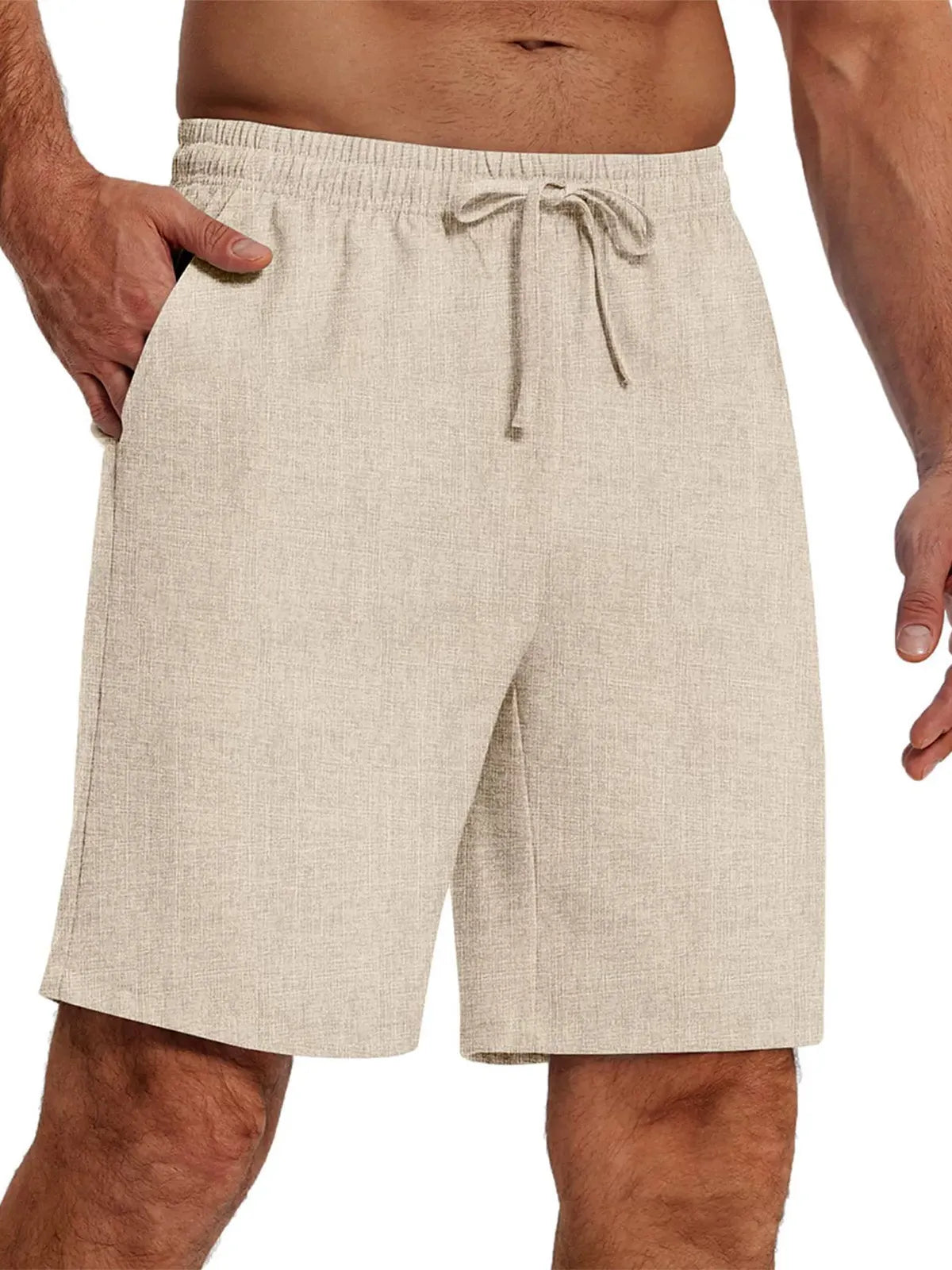 Men's Casual Solid Color Cotton And Linen Shorts