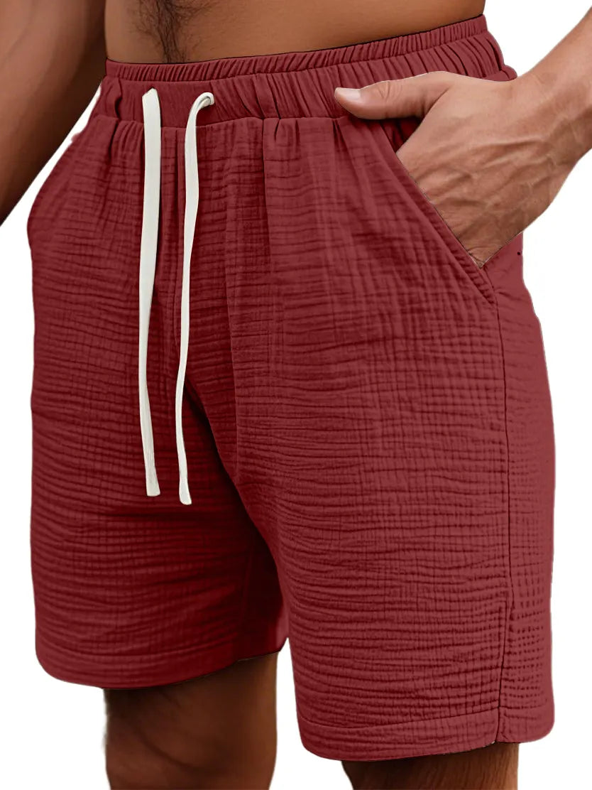 Men's Simple Daily Loose Pleated Texture Pocket Shorts