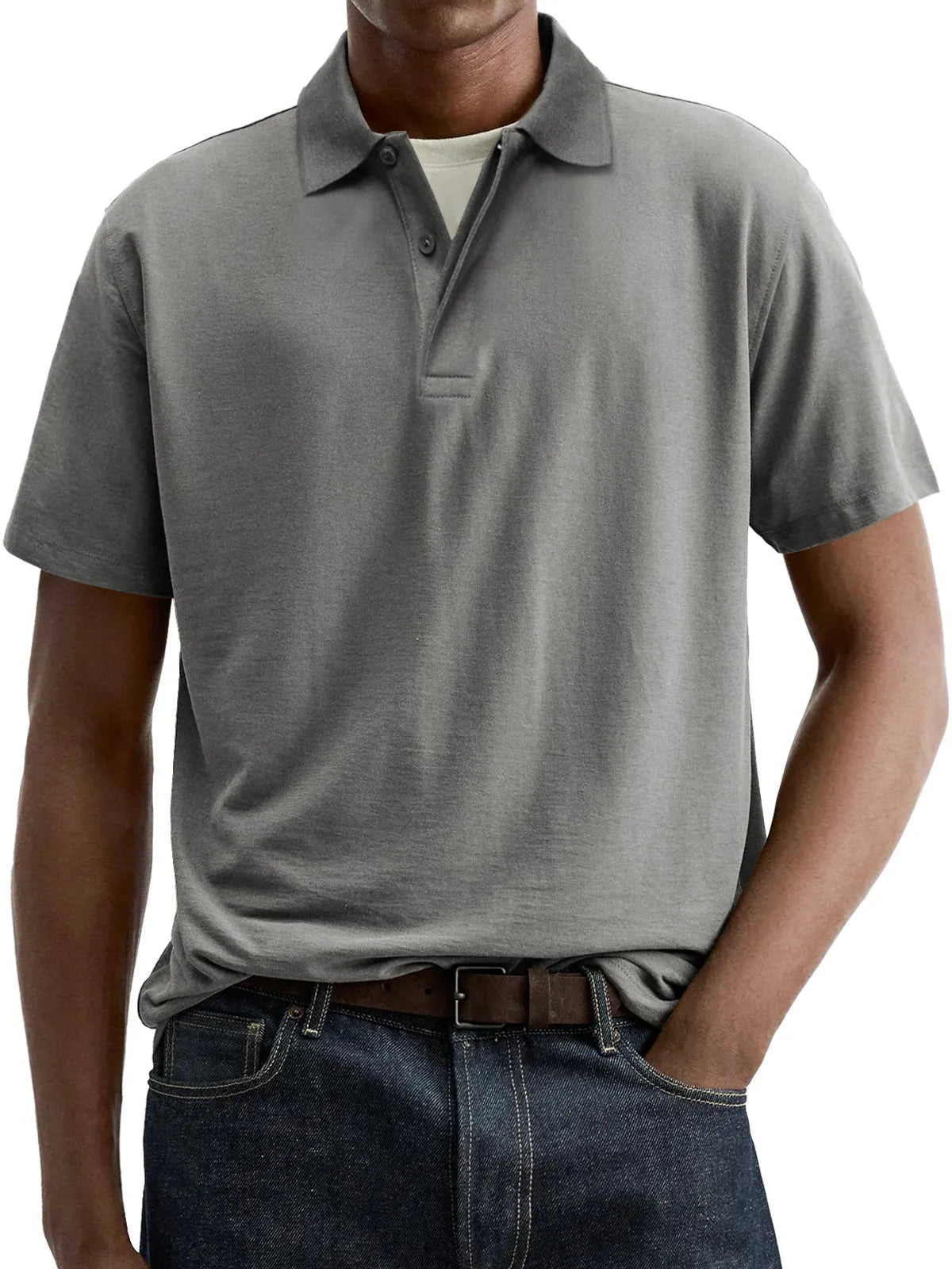 Men's Everyday Comfort Lapel Button-Down Short Sleeve POLO Shirt
