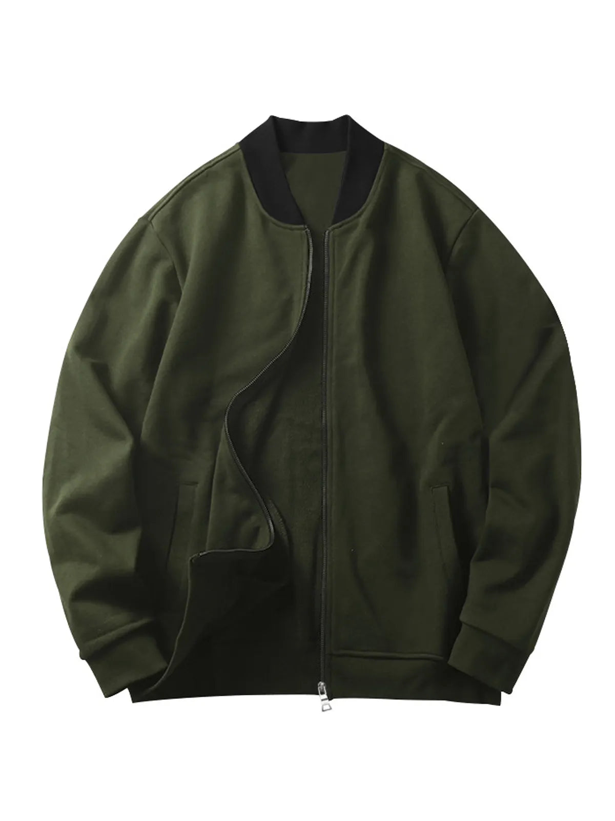 Men's Casual Stand Collar Zipper Pocket Solid Color Baseball Uniform Jacket