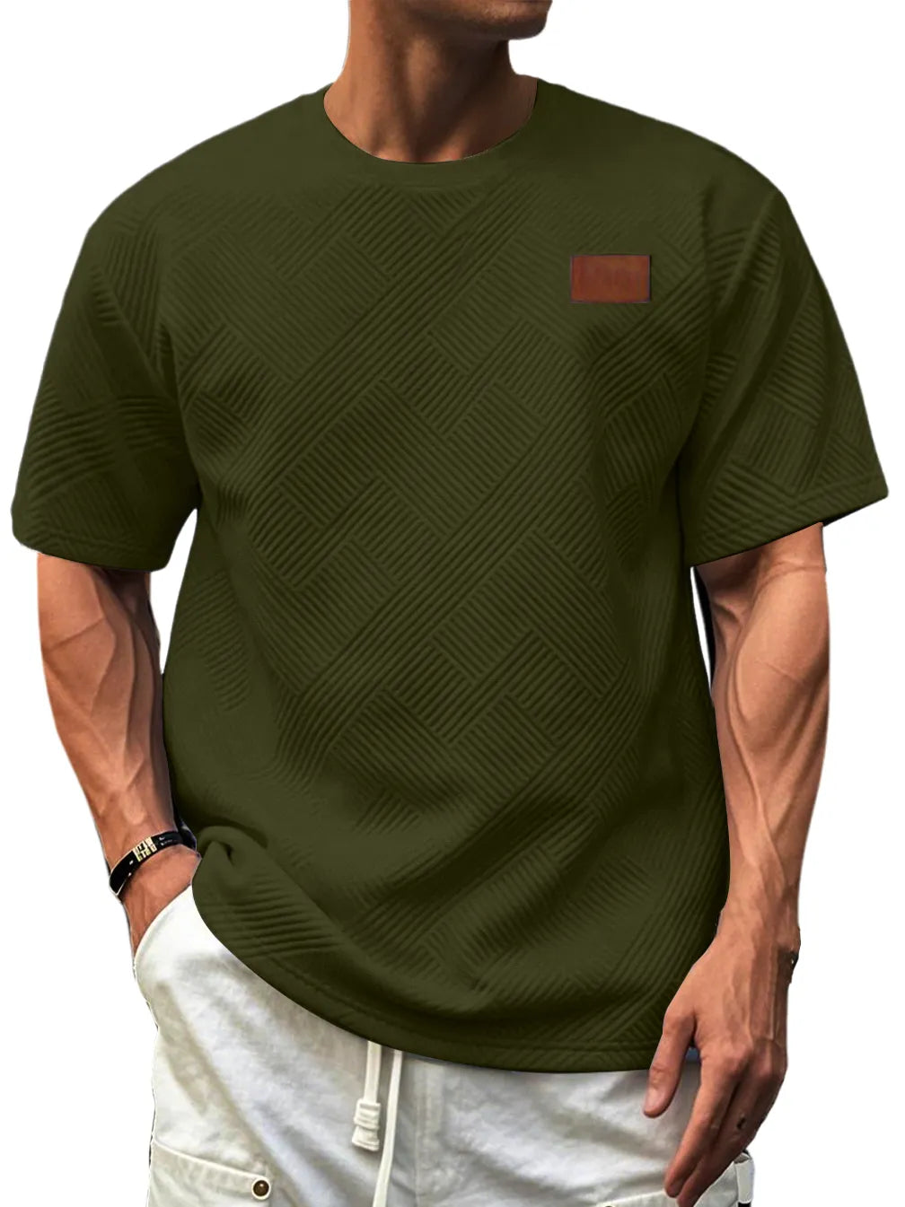 Men's Textured Casual Short-sleeved Top