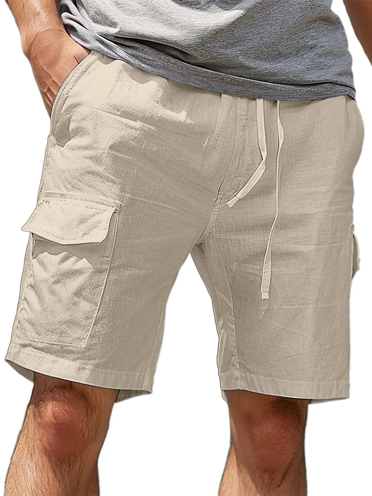 Men's Casual Cotton Drawstring Elastic Waist Shorts