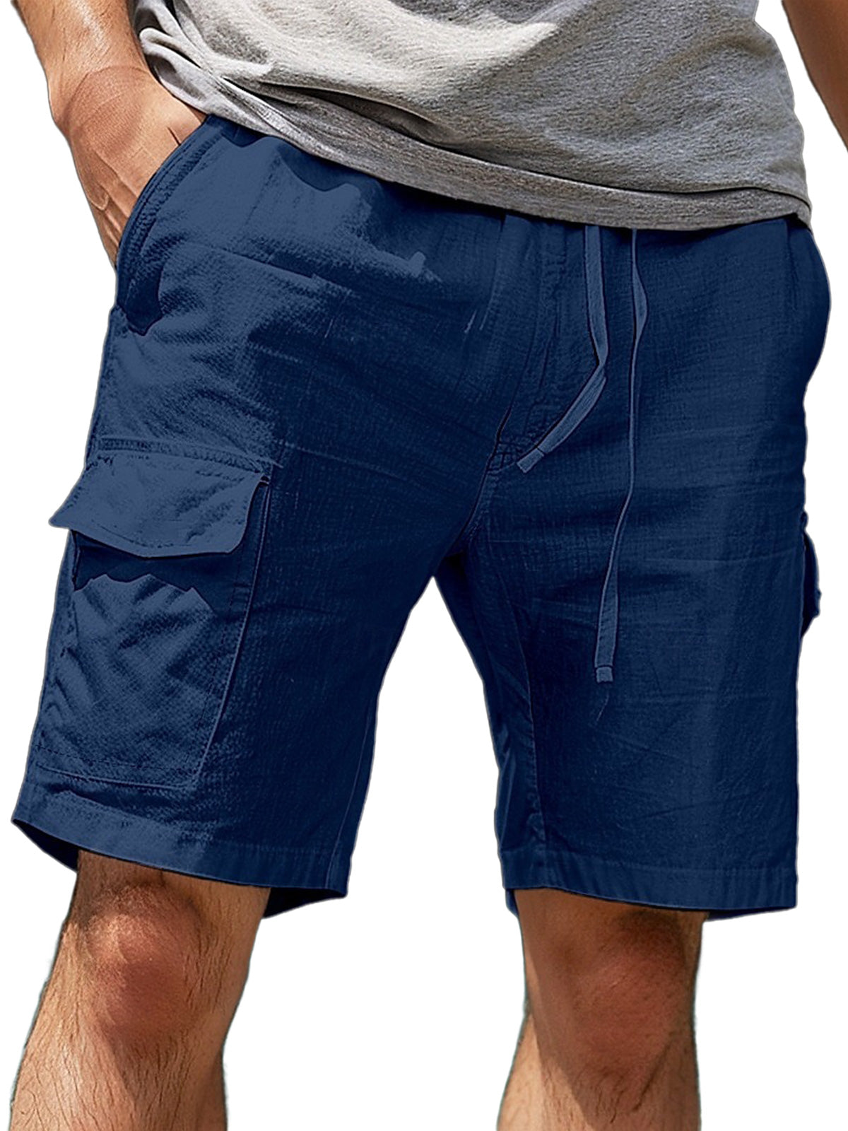 Men's Casual Cotton Drawstring Elastic Waist Shorts