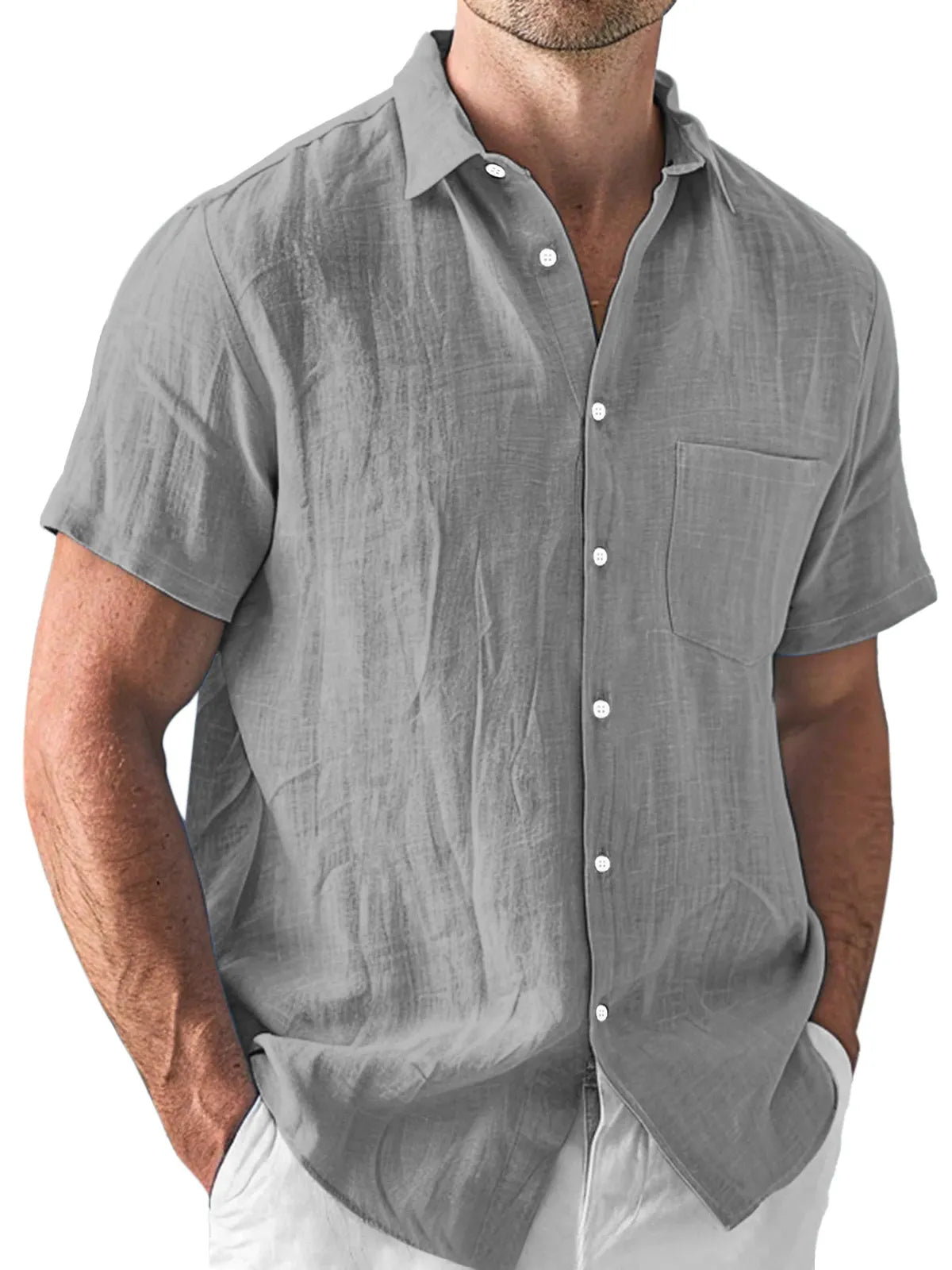 Men's Casual Daily Simple Lapel Short Sleeve Shirt
