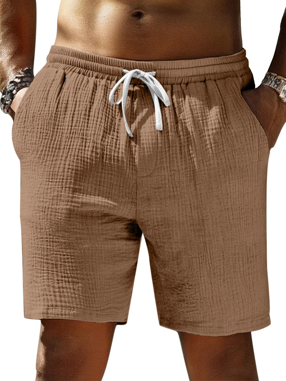 Men's Casual Simple Textured Loose Shorts