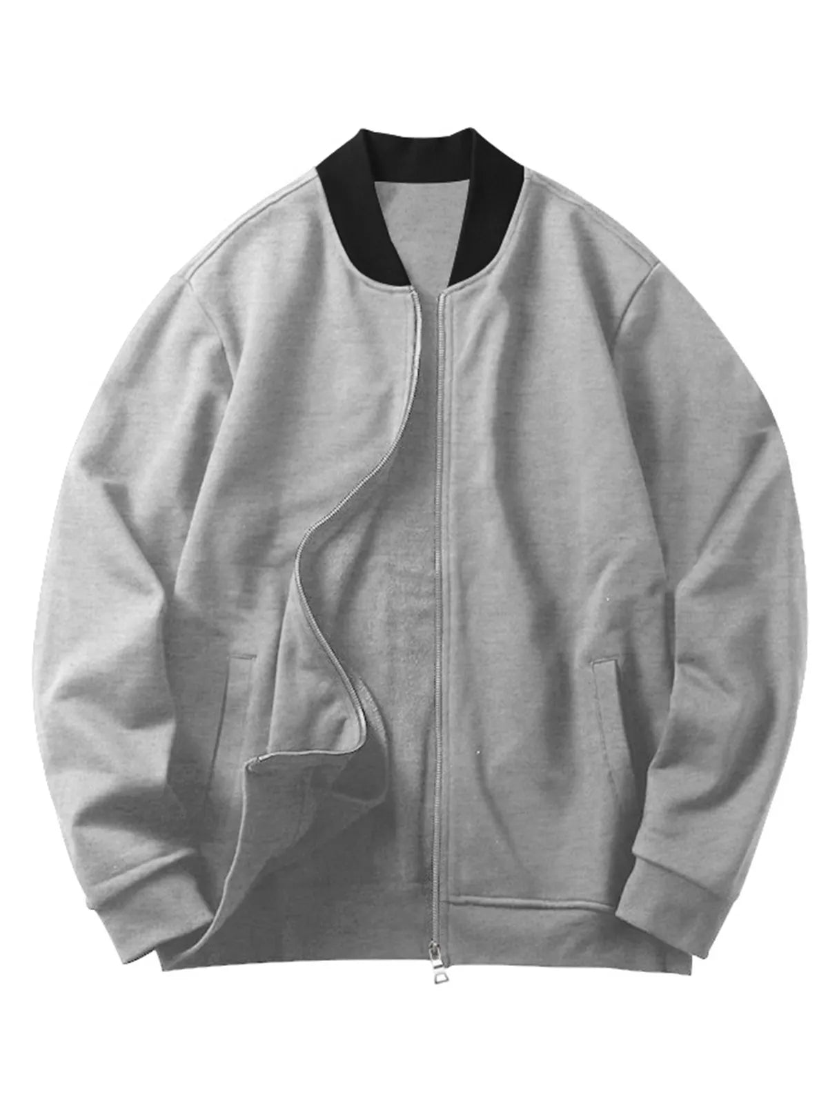 Men's Casual Stand Collar Zipper Long Sleeve Baseball Jacket