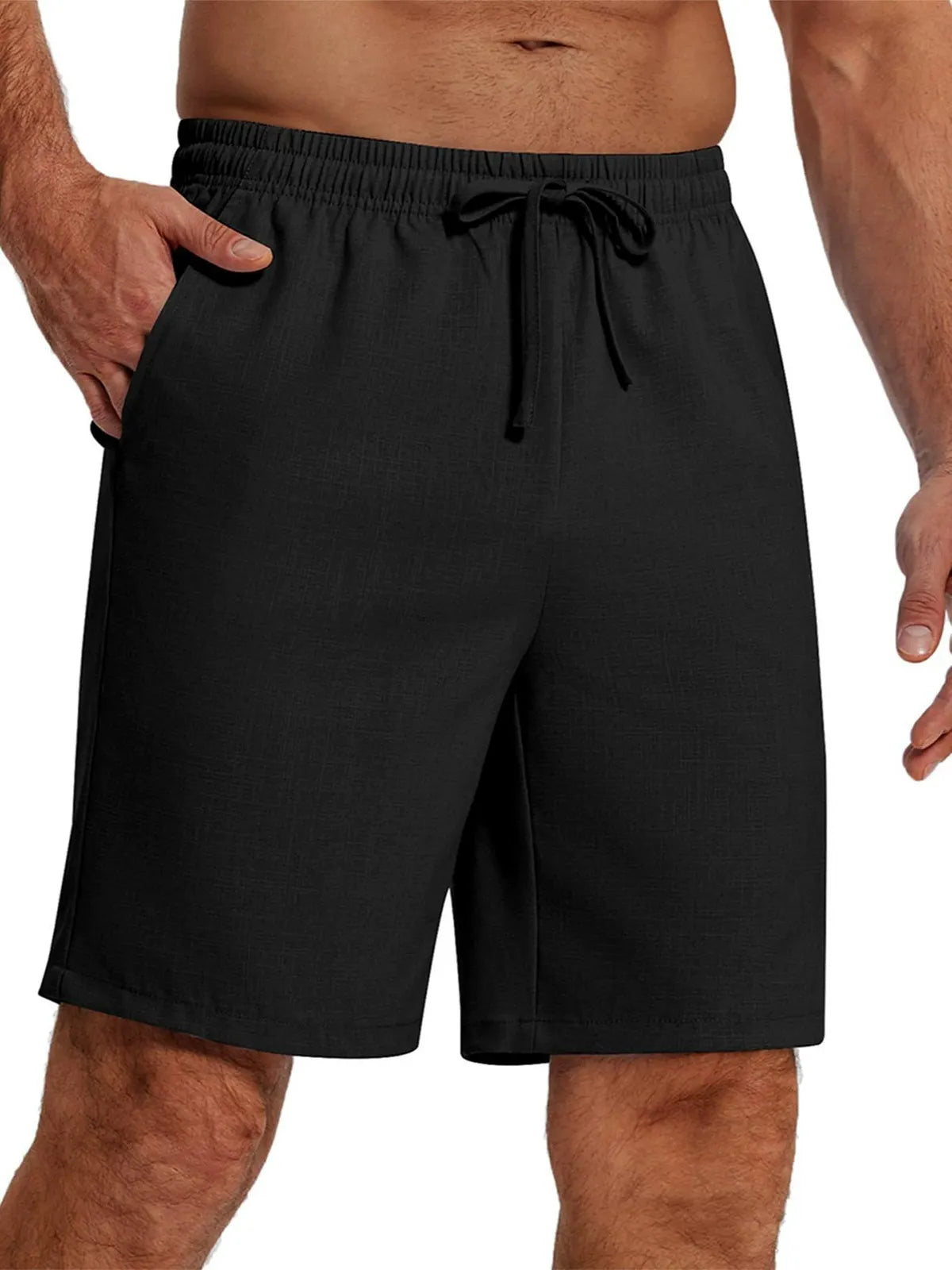 Men's Casual Solid Color Cotton And Linen Shorts
