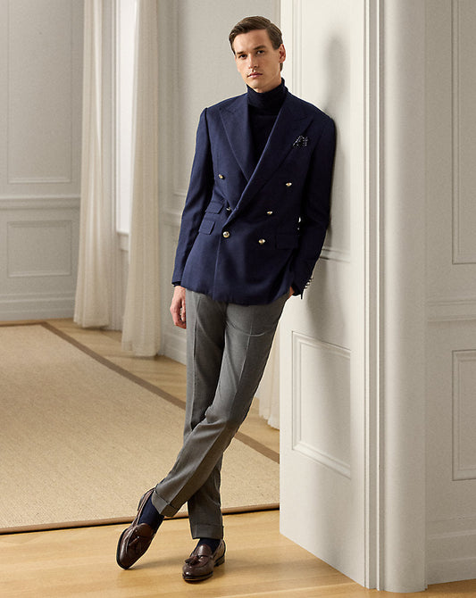 Gregory Hand-Tailored Wool Serge Trouser Medium Grey