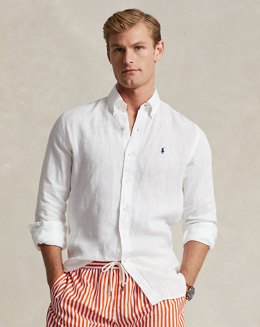 Custom Fit Linen Shirt White