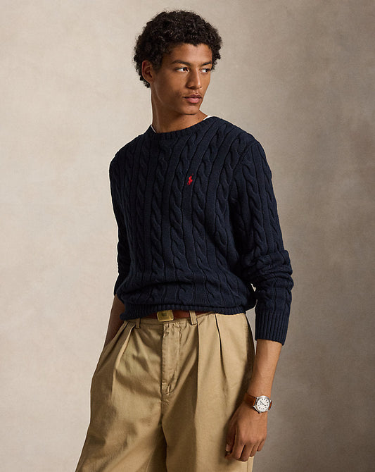 Cable-Knit Cotton Jumper Hunter Navy