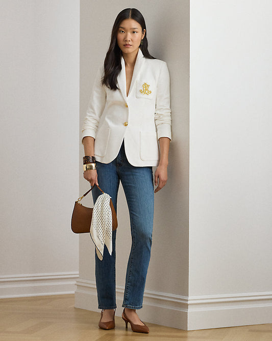 Bullion Jacquard Blazer White