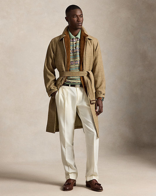 Pleated Wool Barathea Trouser Cream
