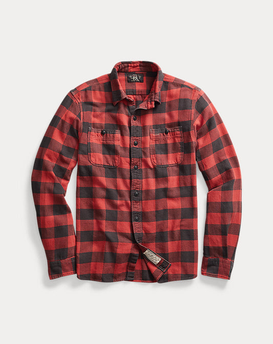 Plaid Twill Workshirt Red Black