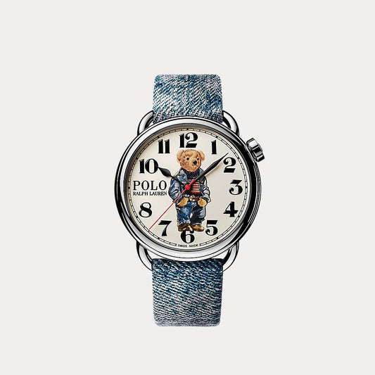 42 MM Denim Polo Bear Steel White Dial White Dial