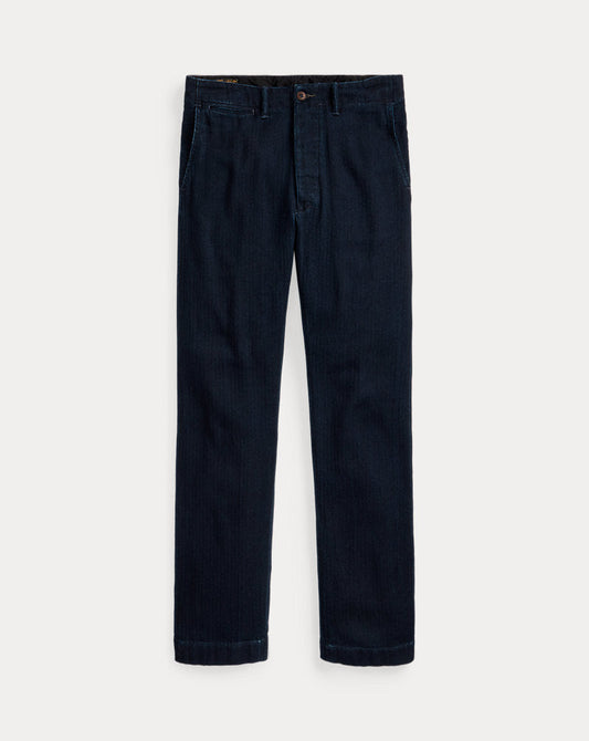 Indigo Herringbone Officer's Trouser Deep Navy