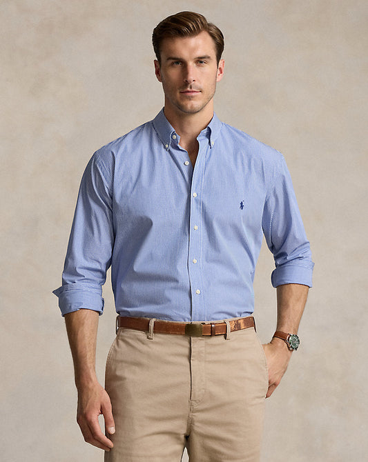 Striped Stretch Poplin Shirt Blue/White