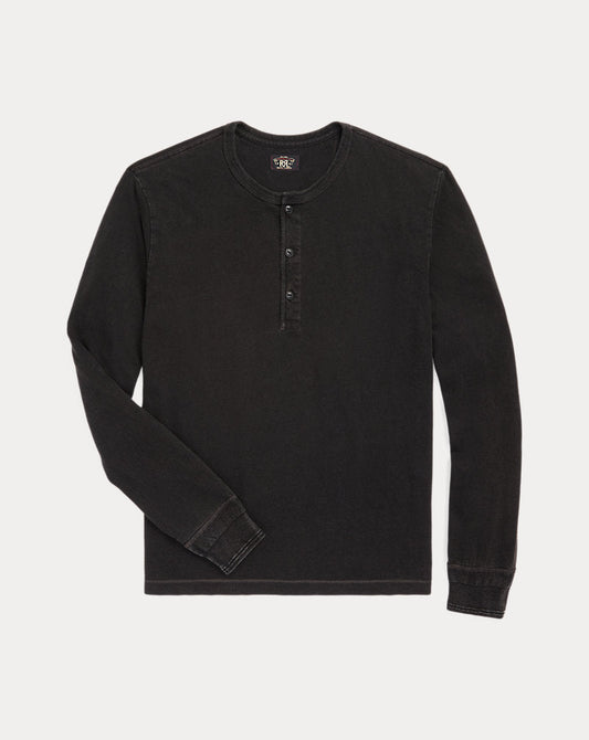 Indigo Jersey Henley Shirt Sulphur Black