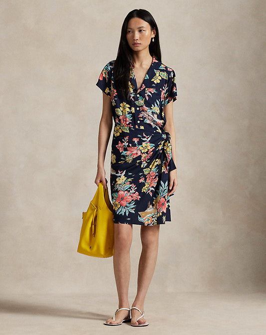 Floral Faux-Wrap Shirtdress Unchartered Floral