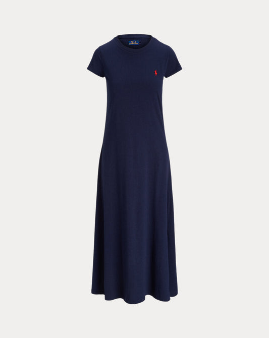 Cotton Crewneck Dress Cruise Navy