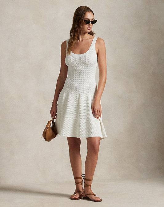 Cable-Knit Sleeveless Jumper Dress Cream