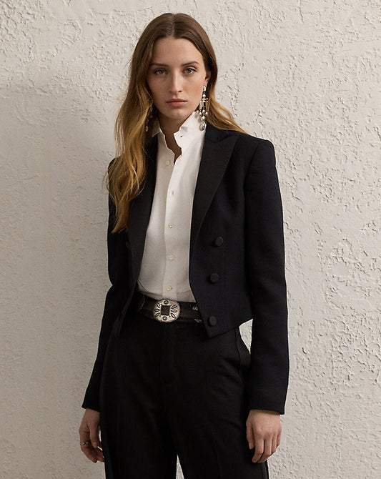 Spencer Wool Crepe Tuxedo Jacket Black