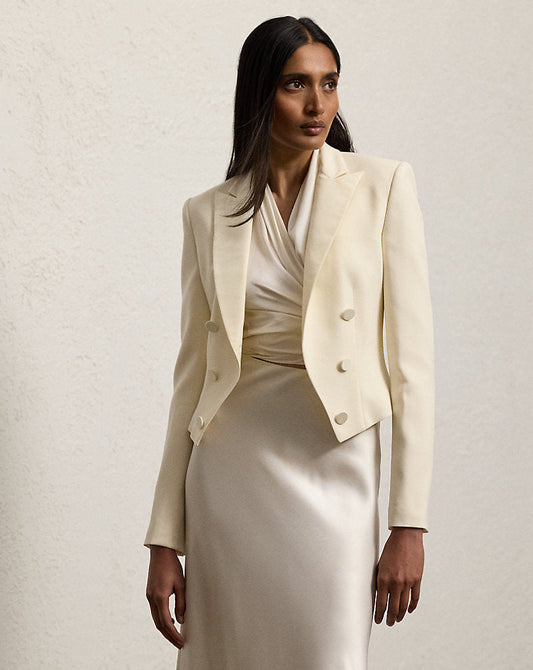 Spencer Wool Crepe Tuxedo Jacket Lux Cream