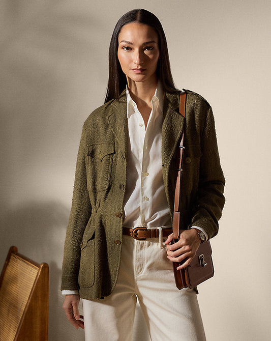 Schmitt Herringbone Tweed Jacket Olive
