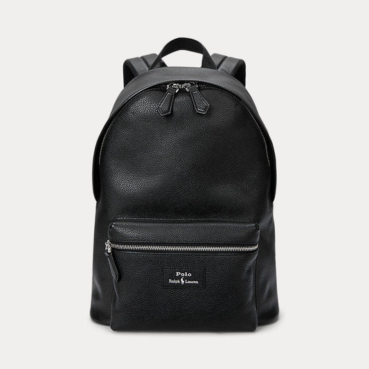 Pebbled Leather Backpack Black
