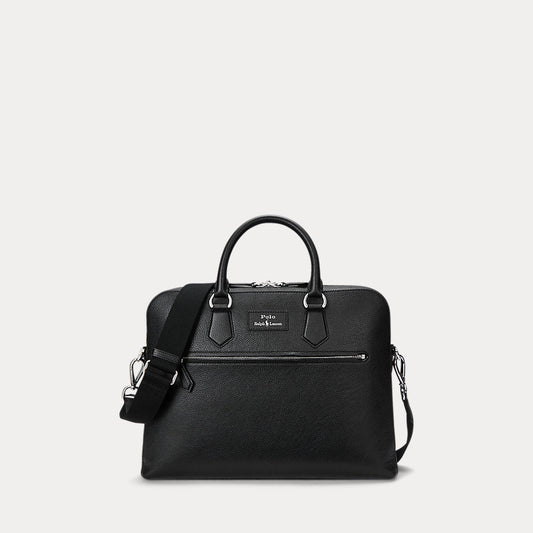 Pebbled Leather Commuter Bag Black