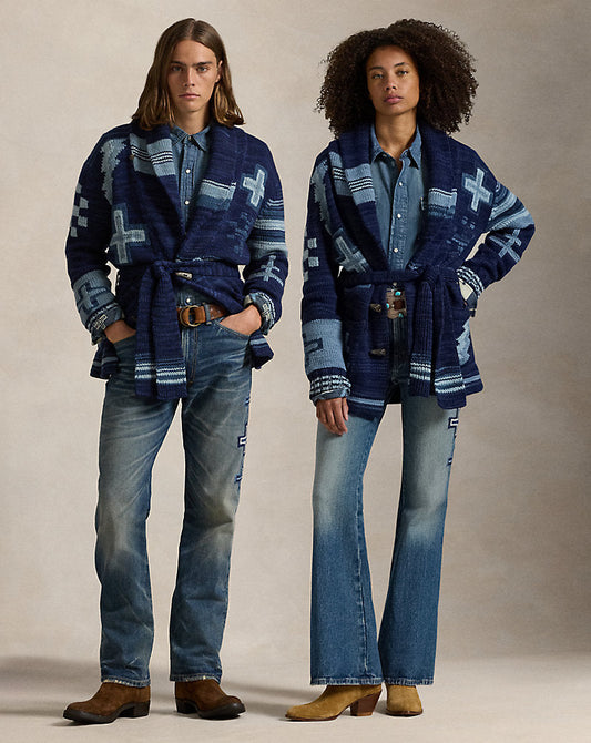 Naiomi Glasses Wrap Cardigan Navy Multi Combo