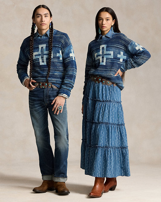 Naiomi Glasses Cotton Jumper Indigo Combo