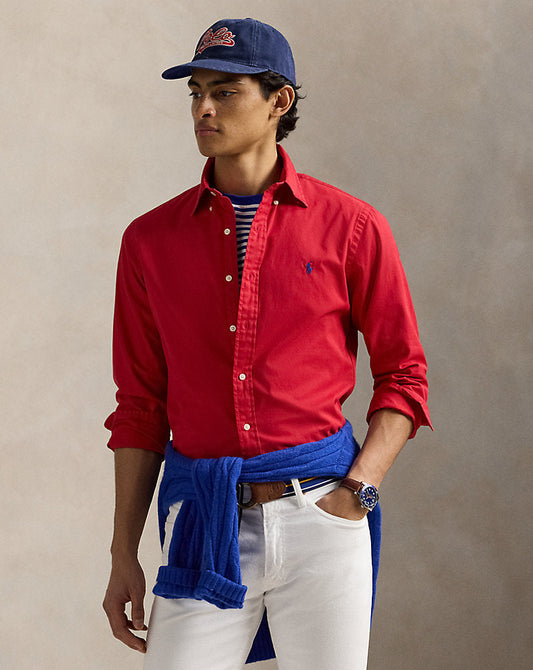 Custom Fit Twill Shirt Red