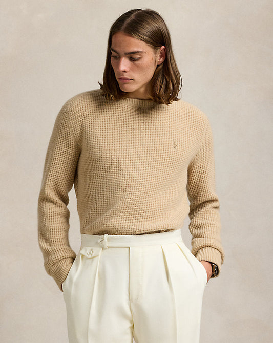 Waffle-Knit Wool-Alpaca Jumper Dune Melange