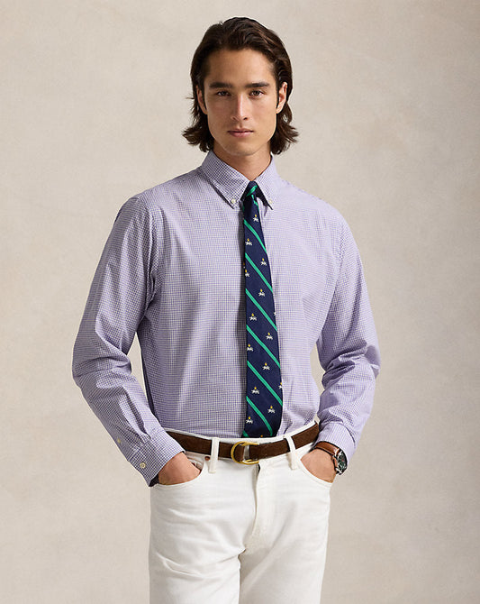 Classic Fit Checked Poplin Shirt Purple Navy Multi