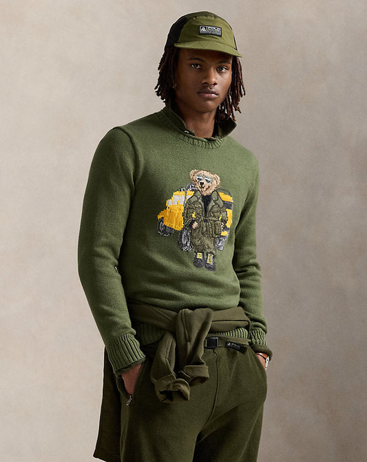Polo Bear Rollneck Jumper New Olive Defender Bear