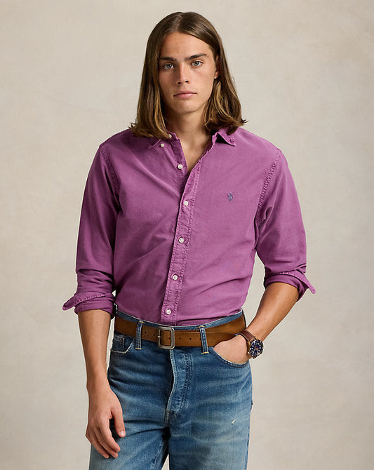 Slim Fit Garment-Dyed Oxford Shirt Tea Rose