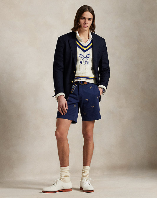 20.5 cm Straight Embroidered Chino Short Newport Navy