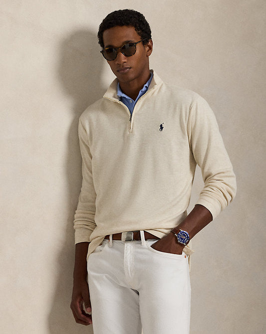 Jacquard Quarter-Zip Pullover Chalk Heather