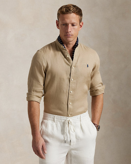Slim Fit Linen Shirt Coastal Beige