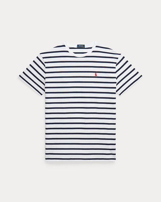 Classic Fit Striped Mesh T-Shirt White/ Newport Navy