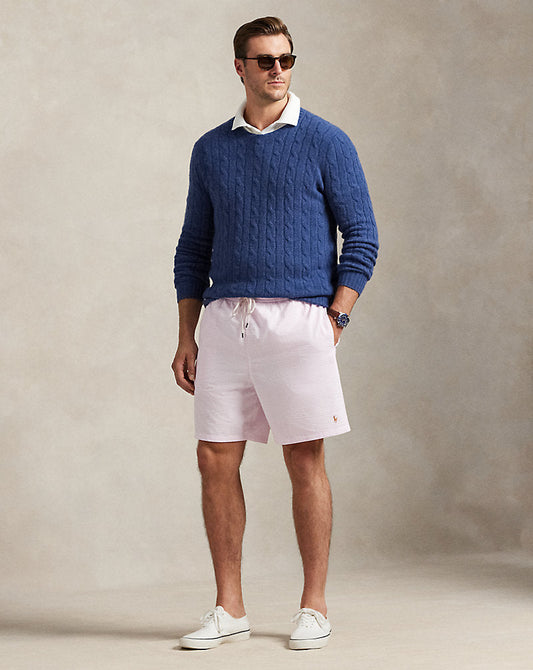 Traveller Classic Fit Swimming Trunks Carmel Pink Seersucker
